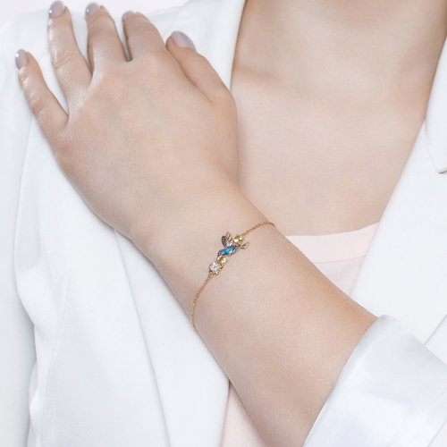 Bratara din Aur Roz 14K cu Topaz, Crisolit si Zirconiu Colibri - 3