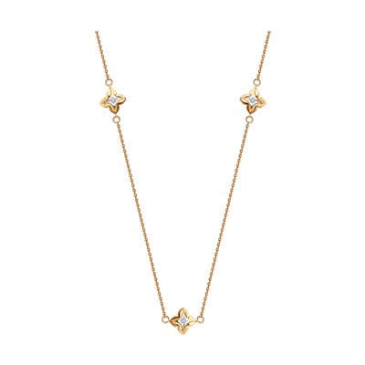 Colier din Aur Roz 14K cu Diamante ”Trifoi” - 1