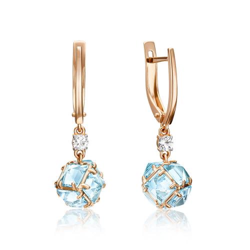 Cercei Aur Roz 14K cu Topaz - 1