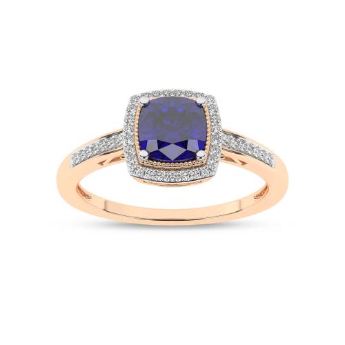 Inel din Aur Roz 14K cu Tanzanit 0.84Ct si Diamante 0.12Ct - 4