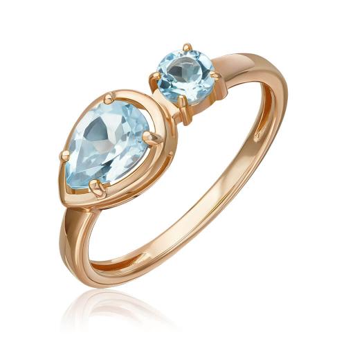 Inel Aur Roz 14K cu Topaz - 1