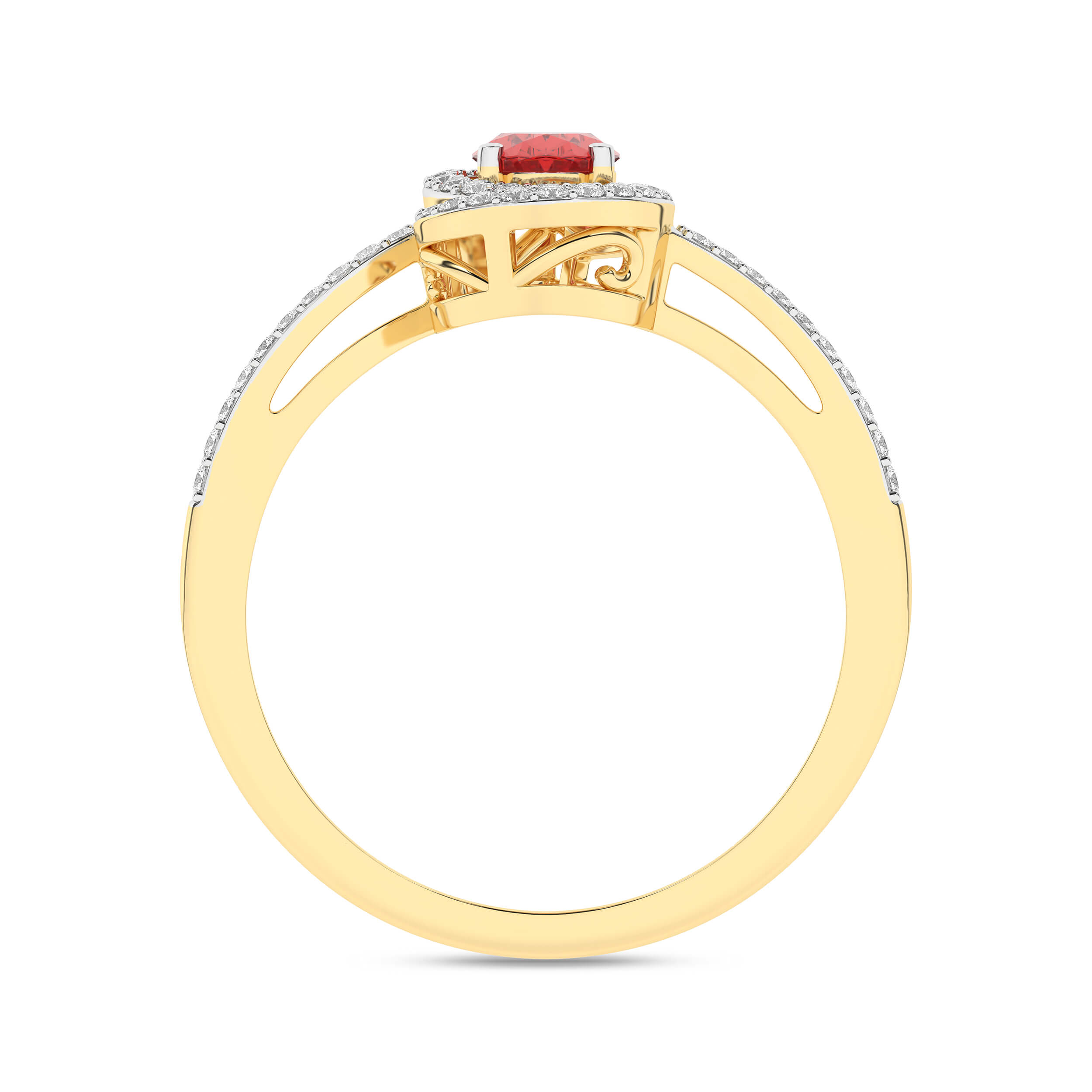 Inel din Aur Galben 14K cu Rubin 0.48Ct si Diamante 0.10Ct - 2