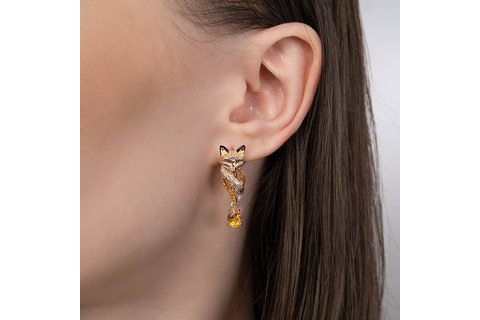 Cercei Aur Roz 14K cu Citrin,Email - 2