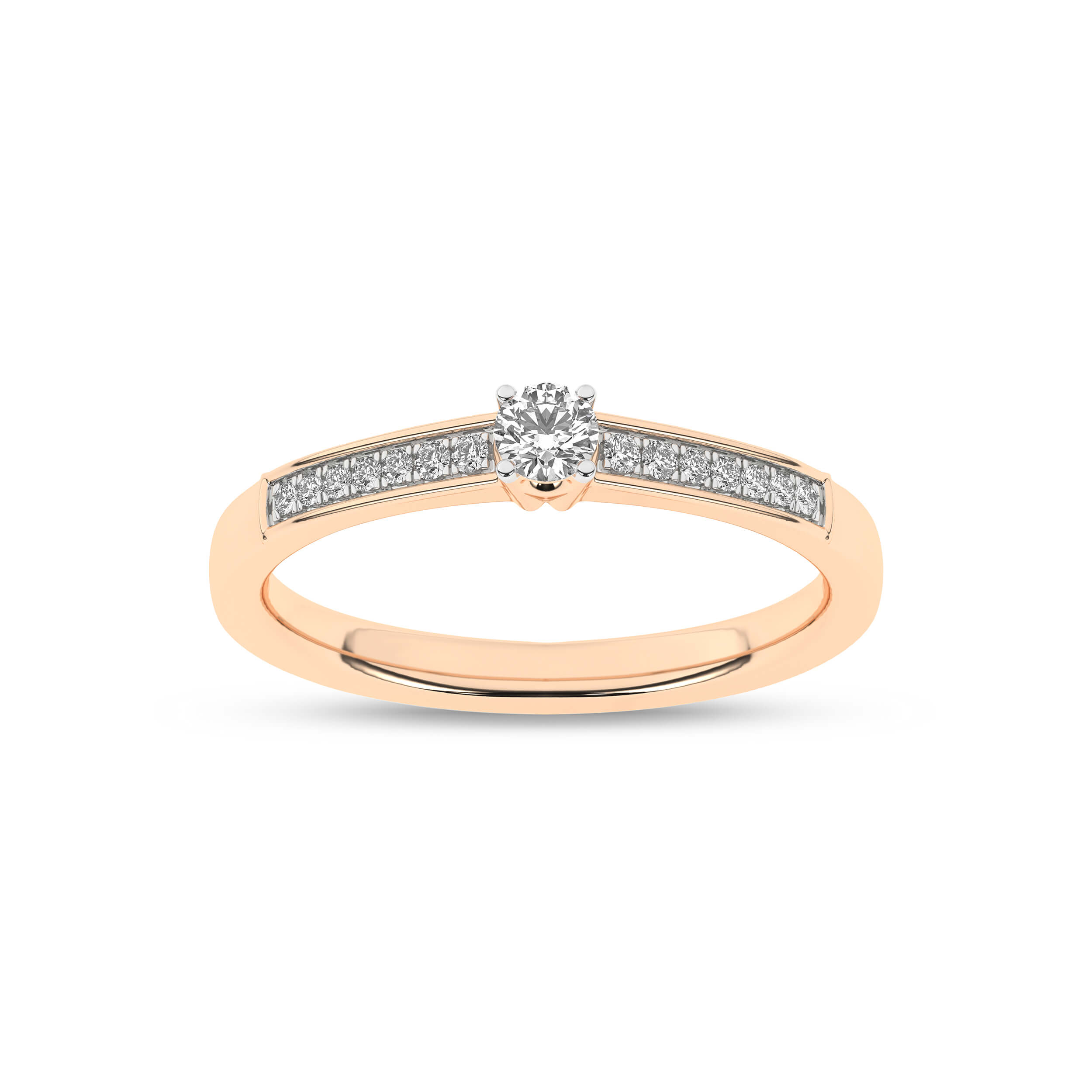 Inel de logodna din Aur Roz 14K cu Diamante 0.15Ct - 1
