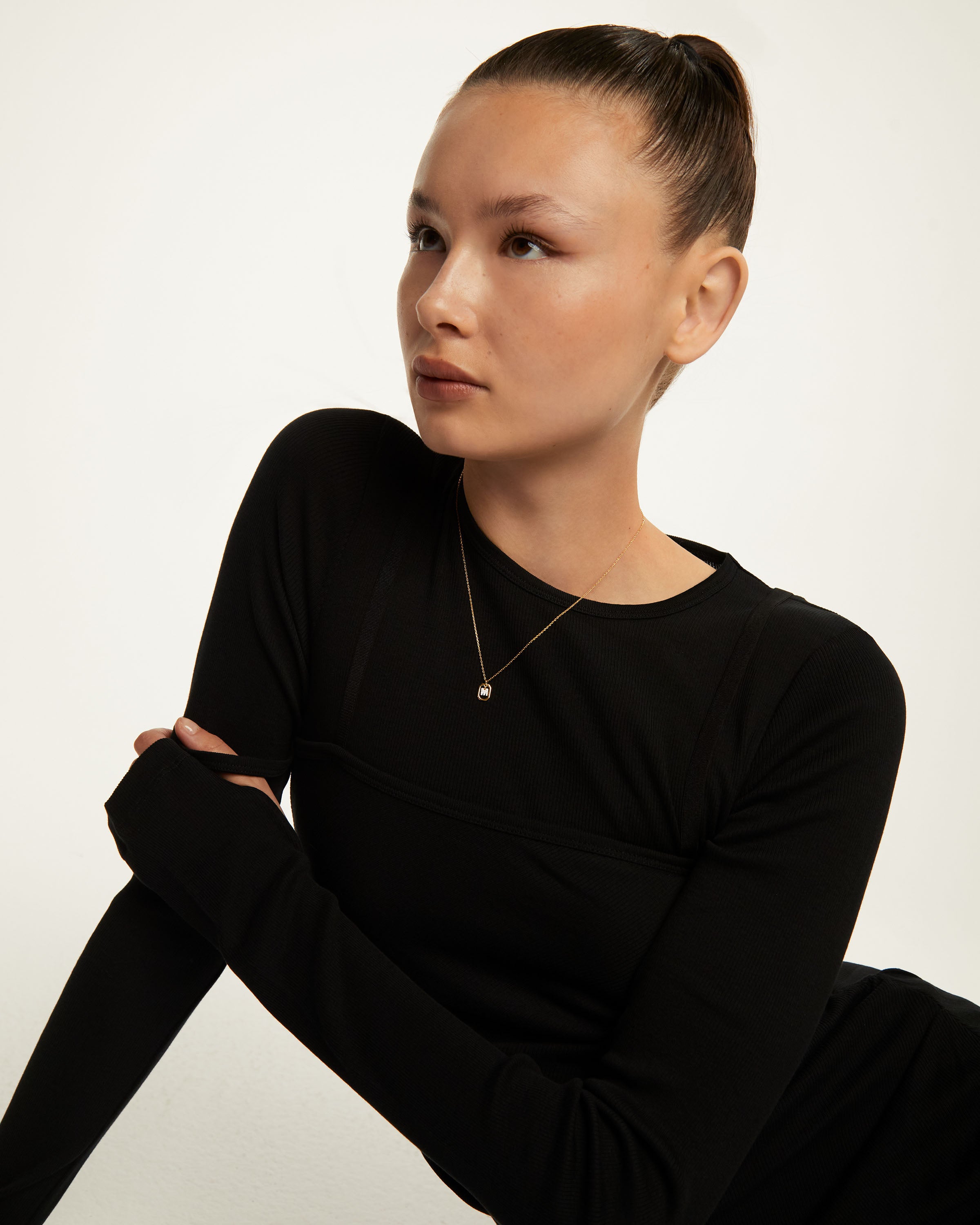 Colier din Argint placat cu Aur cu Zirconiu Litera M - 6