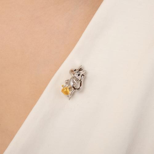 Brosa din Argint cu Email Veverita - 2