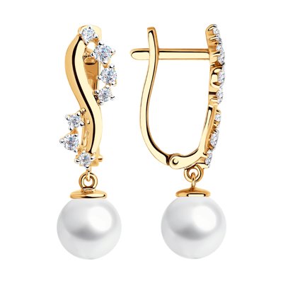 Cercei din Aur Roz 14K cu Perla si Zirconiu - 3