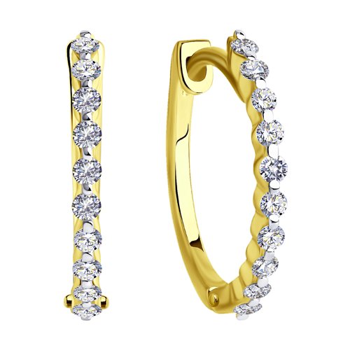 Cercei din Aur Galben 14K cu Diamante  - 2