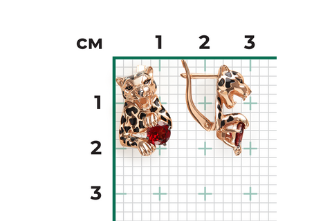 Cercei Aur Roz 14K cu Granat - 3