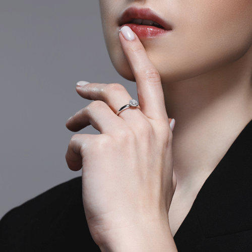 Inel de logodna din Aur Alb 14K cu Diamante - 4