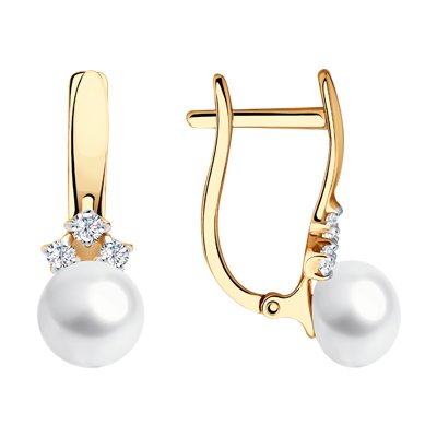 Cercei din Aur Roz 14K cu Perla si Zirconiu - 5