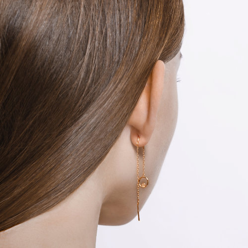 Cercei din Aur Roz 14K cu Diamante - 3