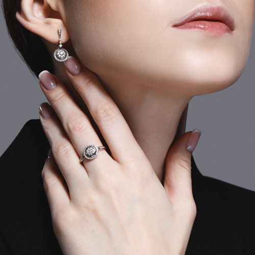 Inel din Aur Alb 14K cu Diamante  - 5