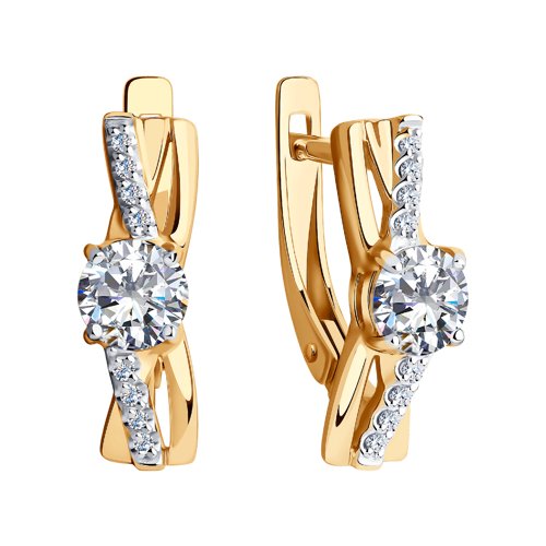 Cercei din Aur Roz 14k cu Zirconiu - 2