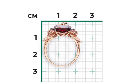 Inel Aur Roz 14K cu Granat, Citrin, Email - 3