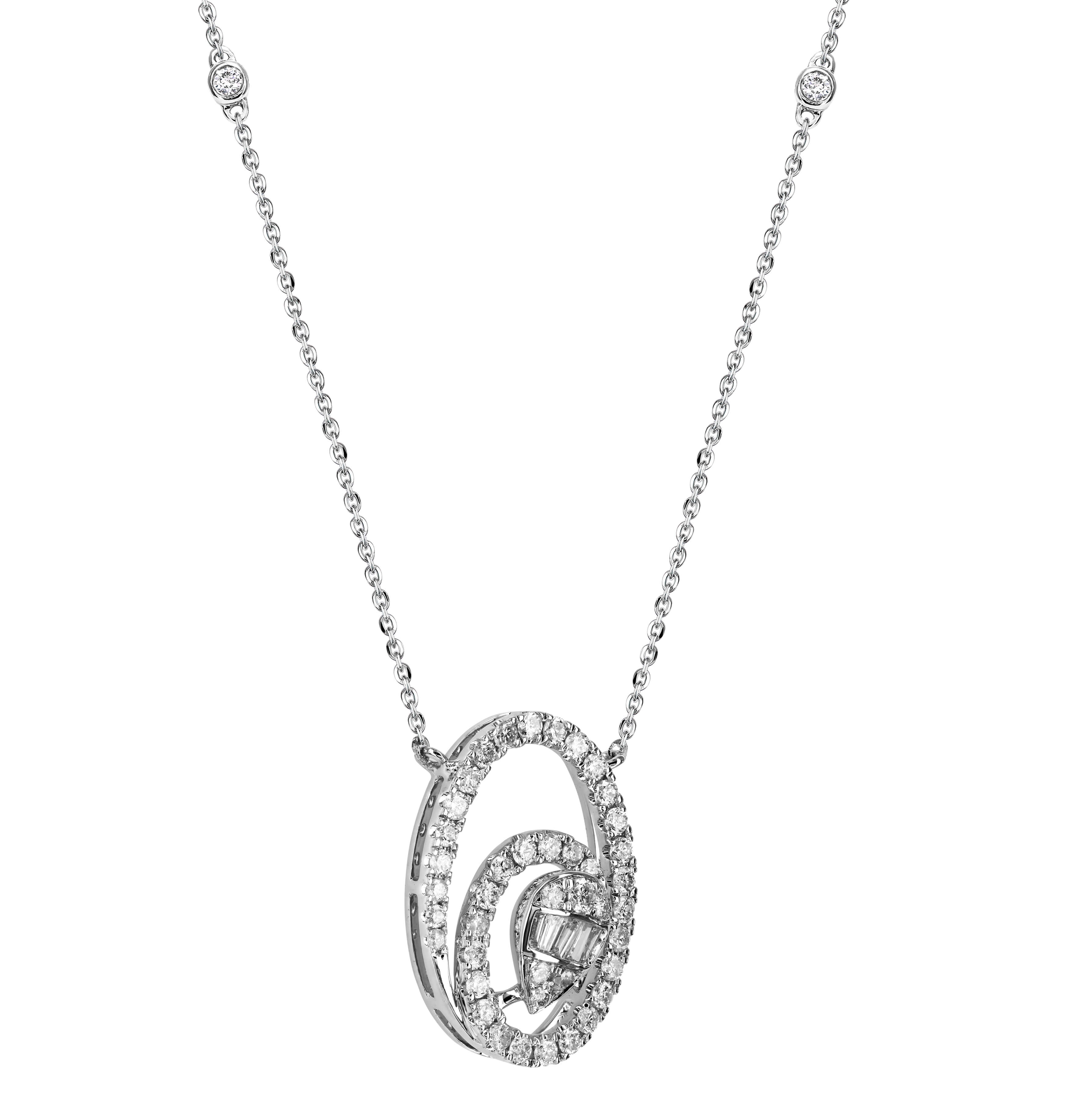 Colier din Aur Alb 18K cu Diamante 0.46Carate - 2