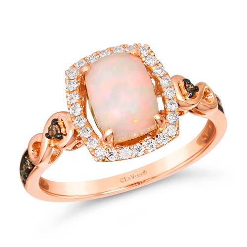 Inel din Aur Roz 14K cu Diamante 0.24 Carate si Opal 0.65 Carate - 1
