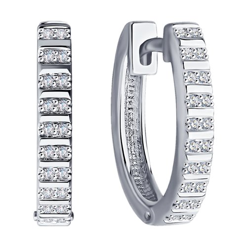 Cercei din Aur Alb 14K cu Diamante  - 2