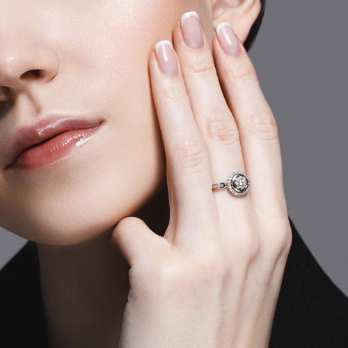 Inel din Aur Alb 14K cu Diamante  - 4