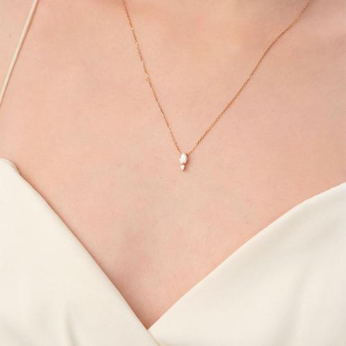 Colier Aur Roz 14K cu Zirconiu - 2