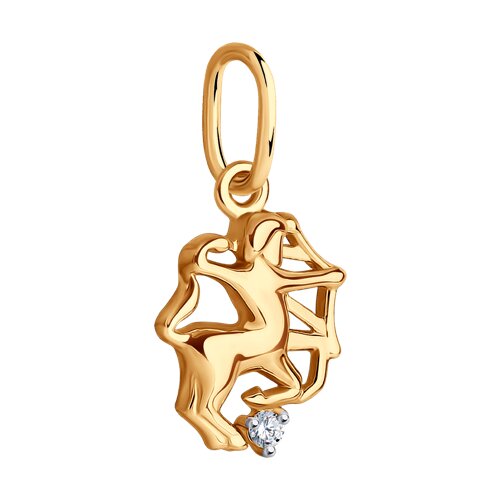 Pandantiv din Aur Roz 14K cu Zirconiu Zodia Sagetator - 2