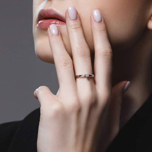 Inel din Aur Alb 14K cu Diamant - 4