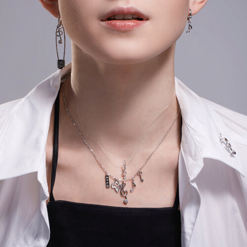 Colier din Argint pe fir transparent cu Zirconiu - 3