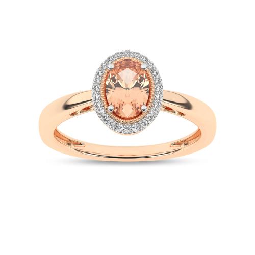 Inel din Aur Roz 14K cu Morganit 0.70Ct si Diamante 0.076Ct - 4