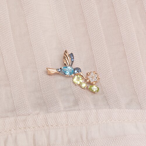 Brosa din Aur 14K cu Topaz, Crisolit si Zirconiu - 3
