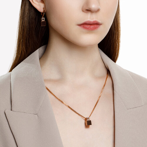 Cercei din Ceramica cu Aur Roz 14K si Diamante - 4