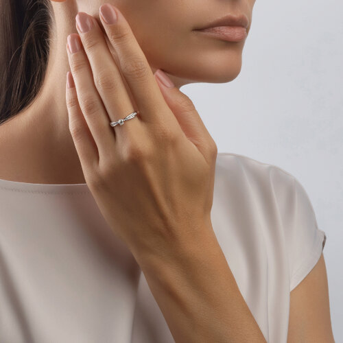 Inel din Aur Alb 14K cu Diamante - 3