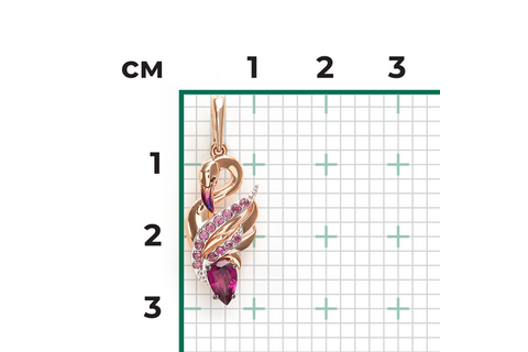 Pandantiv Aur Roz 14K cu Granat, Email - 3