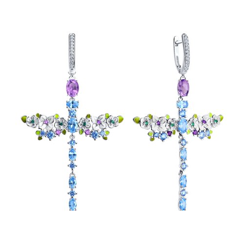 Cercei din Argint 925 cu Email si Zirconiu - 2