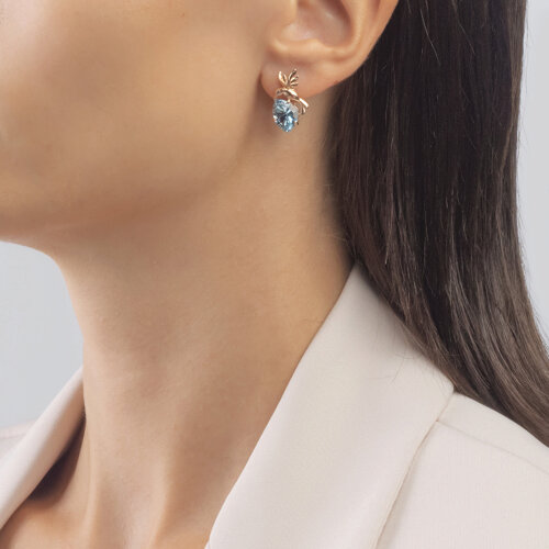 Cercei din Aur Roz 14k cu Topaz si Zirconiu - 2