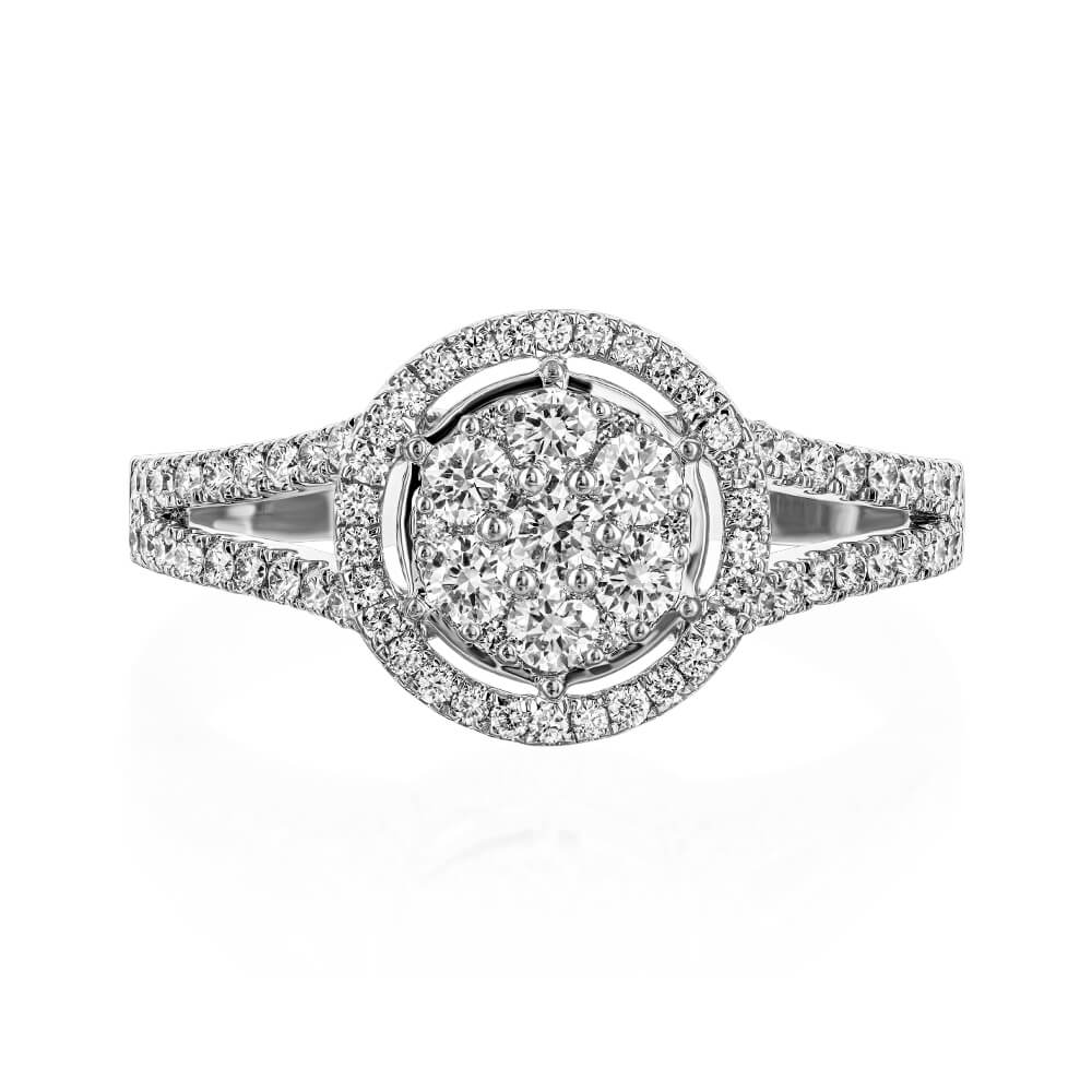 Inel din Aur Alb 18K cu Diamante 0.72Carate - 2