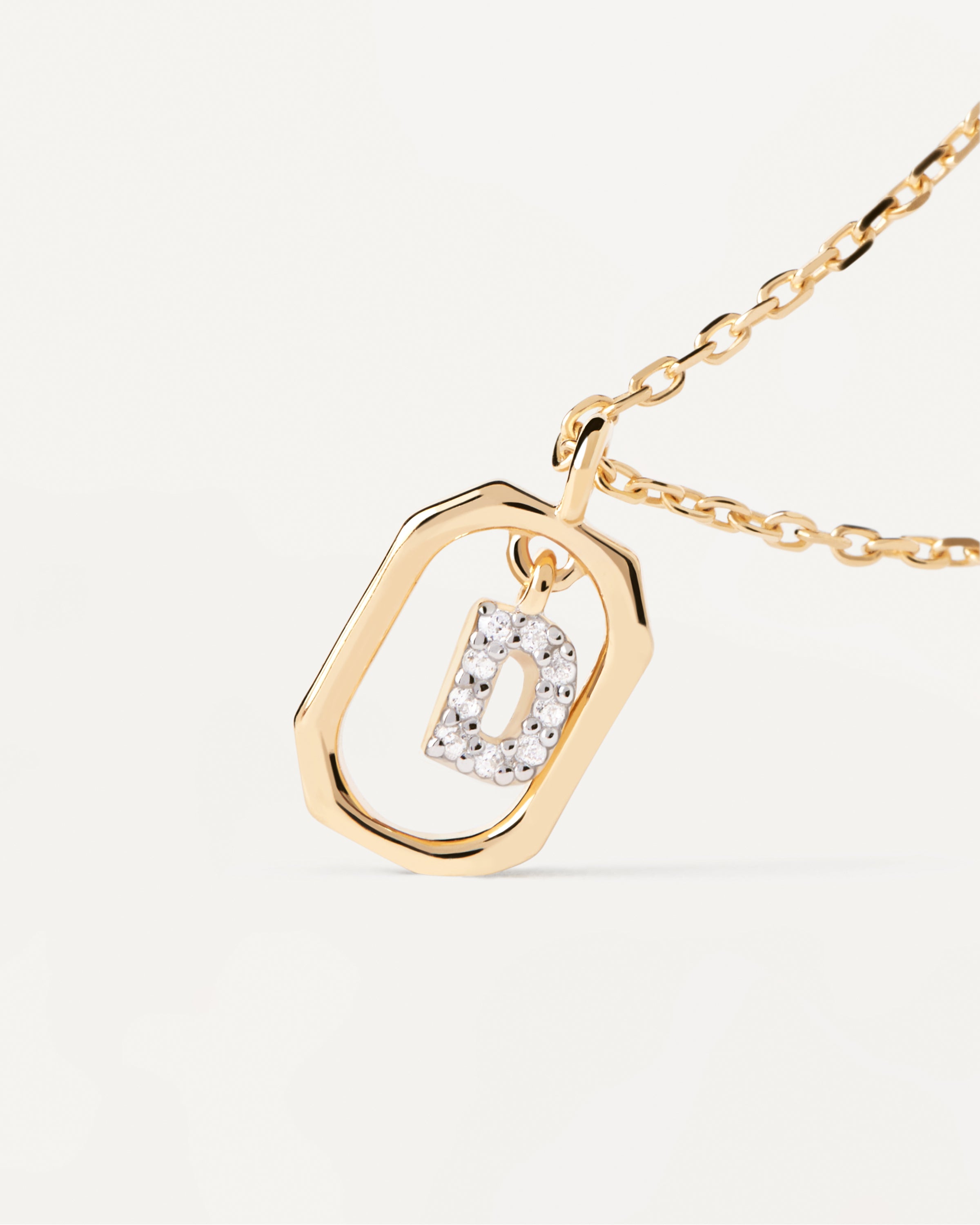 Colier din Argint placat cu Aur cu Zirconiu Litera D - 3