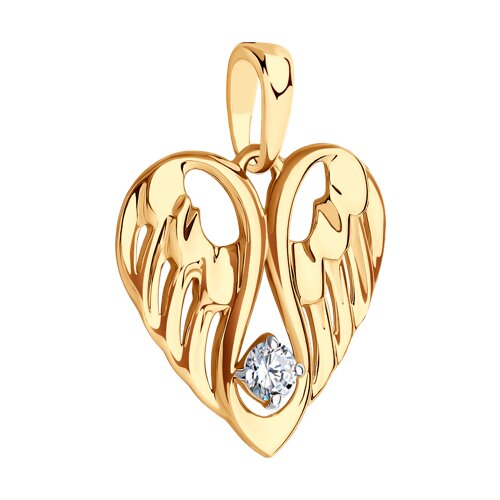 Pandantiv din Aur Roz 14k cu Zirconiu „Inima” - 2