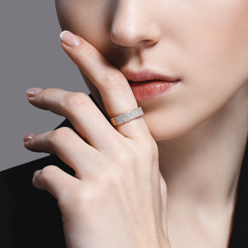 Inel din Aur Roz 14K cu Diamante - 4