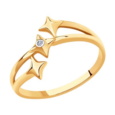 Inel din Aur Roz 14K cu Diamant Swarovski - 1