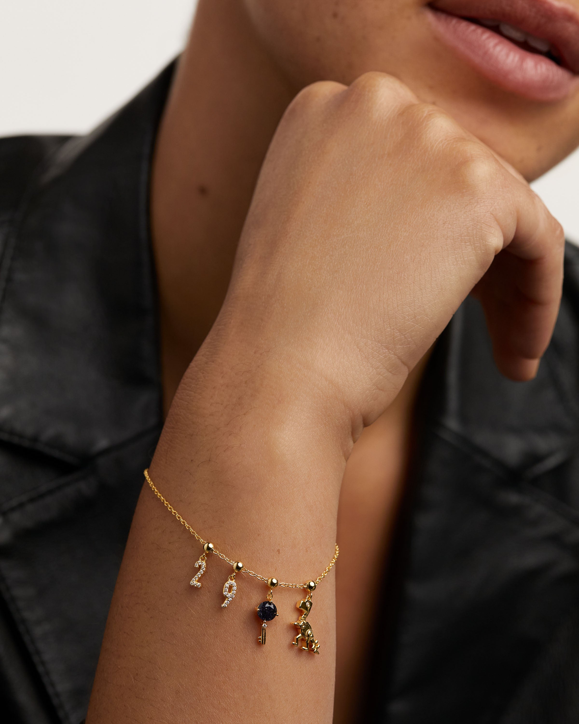 Pandantiv Charm din Argint placat cu Aur cu Zirconiu - 13