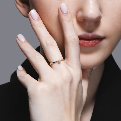 Inel din Aur Alb 14K cu Diamant - 4