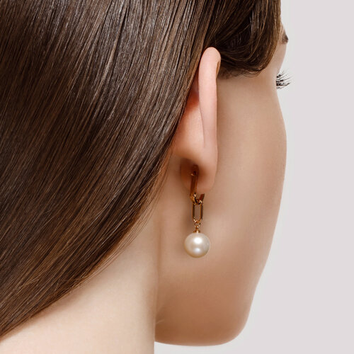 Cercei din Aur Roz 14K cu Diamante si Perle - 5