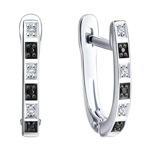 Cercei din Aur Alb 14K cu Diamante - 2