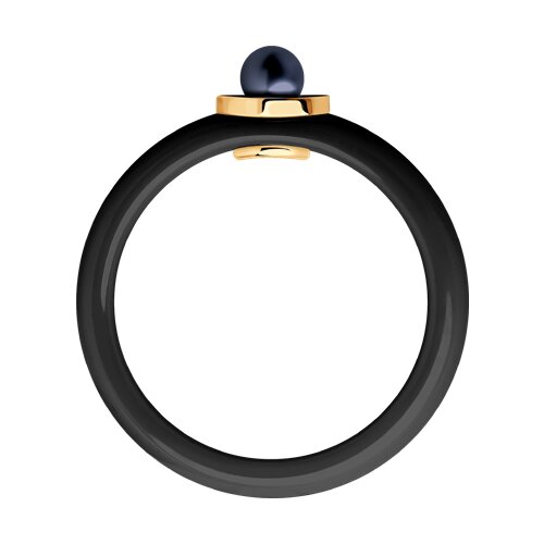 Inel din Ceramica cu Aur 14K Diamante si Perla naturala - 2