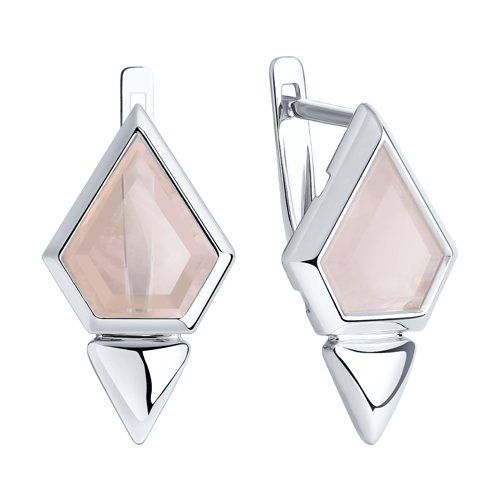 Cercei din Argint cu Cuart Roz natural - 2