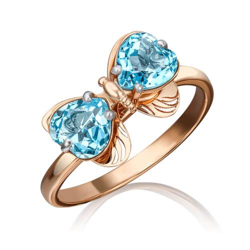 Inel Aur Roz 14K cu Topaz - 1