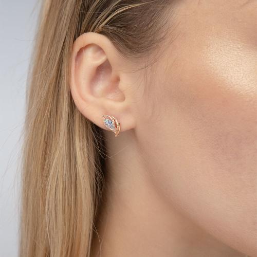 Cercei Aur Roz 14K cu Topaz - 2