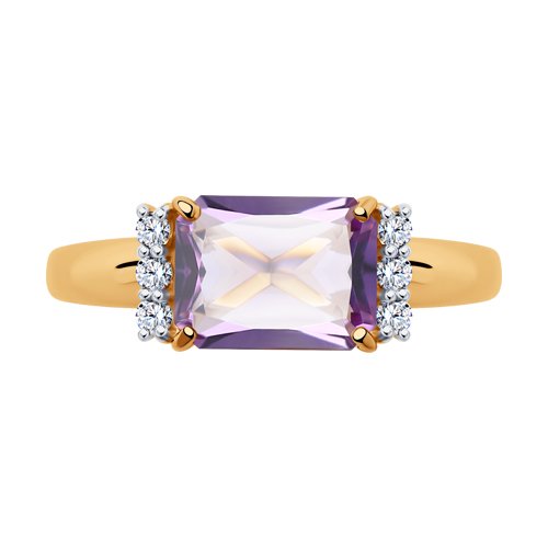 Inel din Aur Roz 14K cu Ametist si Zirconiu - 2