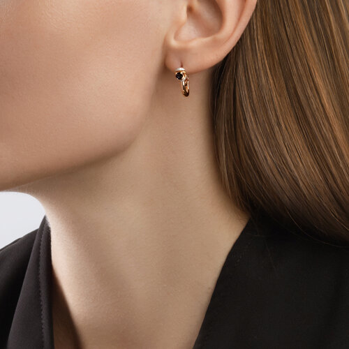 Cercei din Aur Roz 14K cu Safir si Diamante - 2