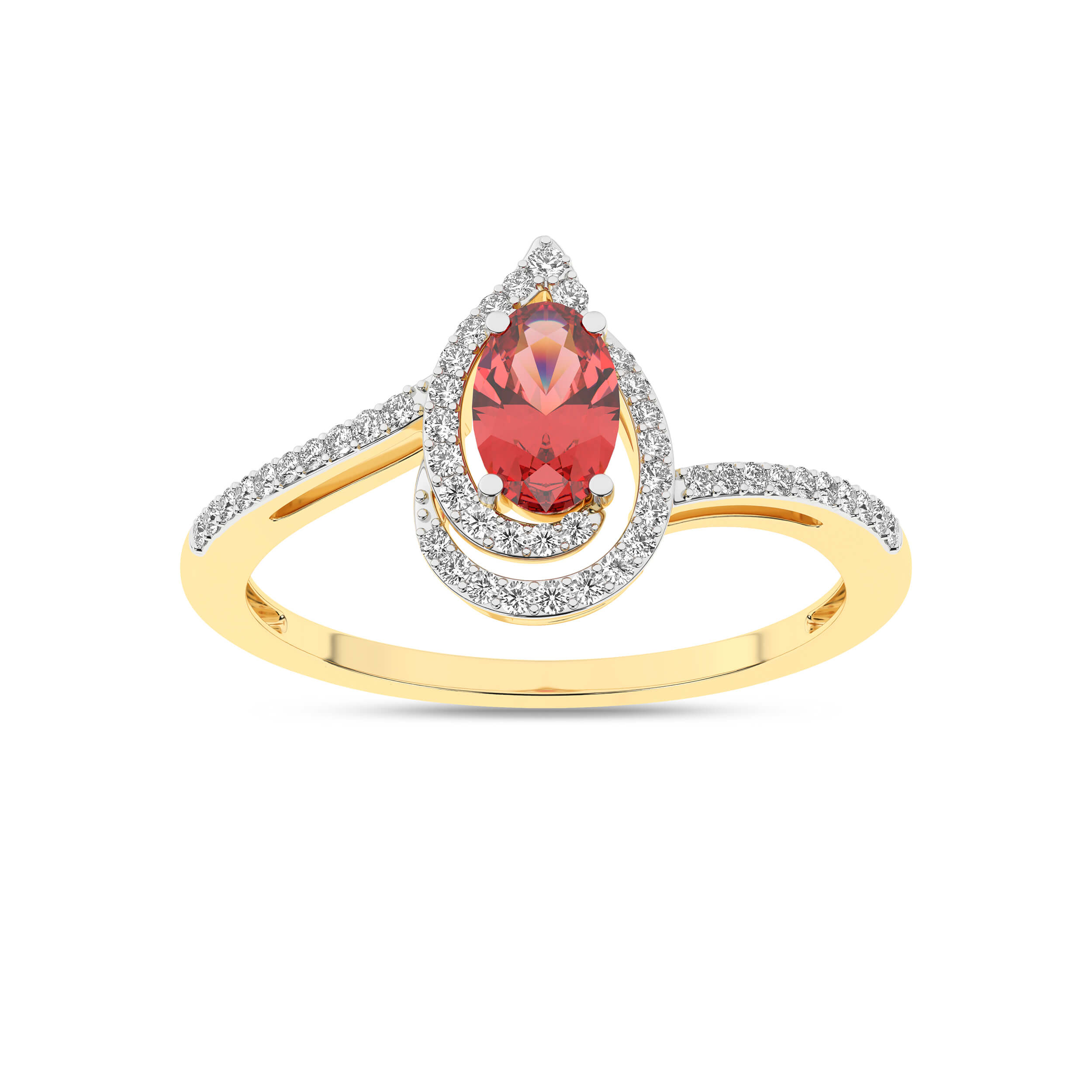 Inel din Aur Galben 14K cu Rubin 0.48Ct si Diamante 0.10Ct - 4